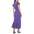 thumbnail image 1 of VINCE CAMUTO Womens Purple Textured Ruffled Smocked Waist Pullover Flutter Sleeve V Neck Tea-Length Shift Dress M, 1 of 2
