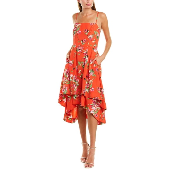 VINCE CAMUTO Womens Red Spaghetti Strap Knee Length Layered Dress 16