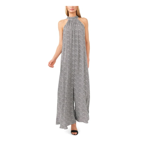 VINCE CAMUTO Womens White Zippered Pleated Tie Back Lined Sleeveless Halter Party Wide Leg Jumpsuit XL