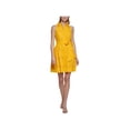 thumbnail image 1 of VINCE CAMUTO Womens Yellow Embroidered Eyelet Tie Belt Lined Pocketed Floral Sleeveless Collared Above The Knee Shirt Dress 8, 1 of 1