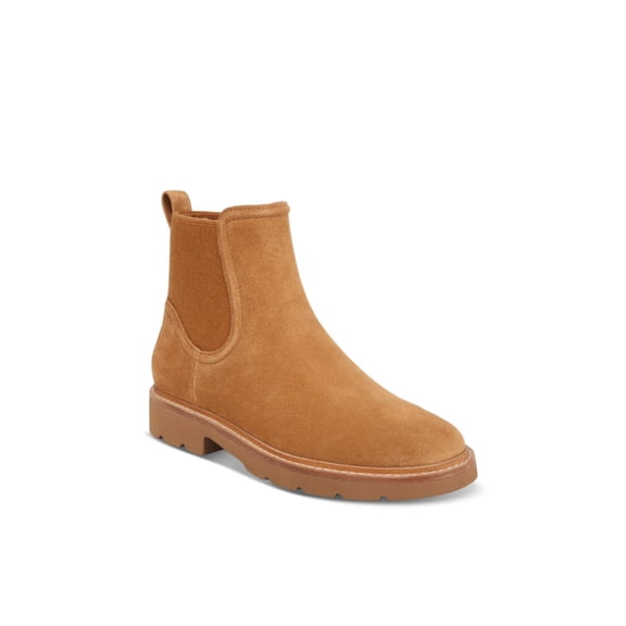 VINCE. Womens Brown Water Repellent Cushioned Back Pull-Tab Lug Sole Goring Rue Round Toe Block Heel Chelsea 6.5 M