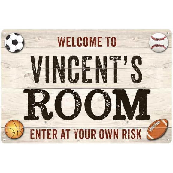 VINCENT'S Room Kids Bedroom Sign Boy's 8x12 Metal 208120090112