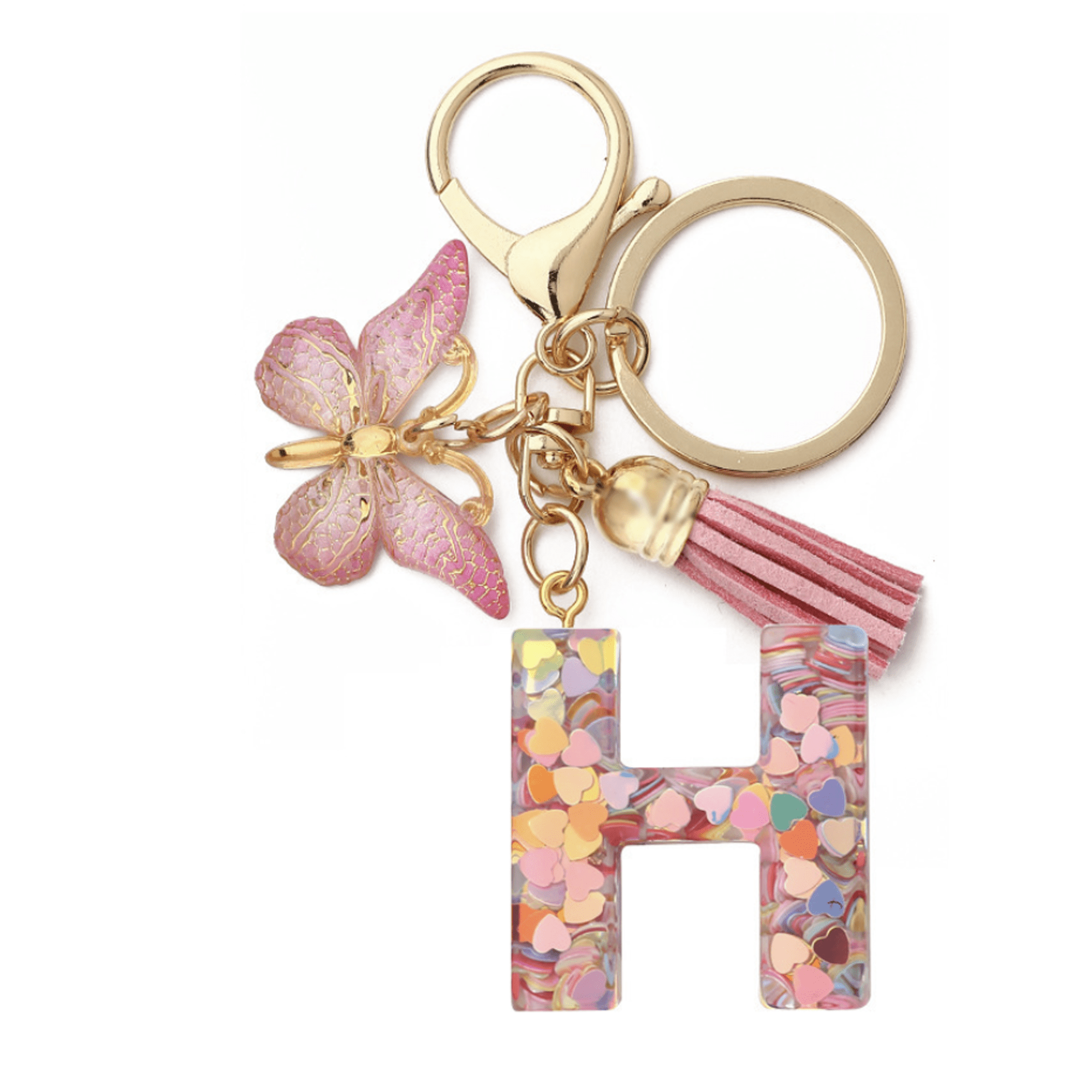 White Flowers Pendant Keychain - Cute Floral Metal Keyring With Tassel For Girls & Women
