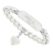 VINCHIC 8MM Clear Quartz Bracelet Love Heart Stretch Bracelet Energy Crystal Bracelet for Women Girls