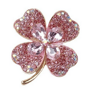 VINCHIC Four Leaf Clover Brooch Pin Crystal Lapel Ladies Lucky Paddy Day Accessories Jewelry Gifts