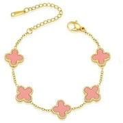 VINCHIC Four-Leaf Clover Fashion Bracelet 18K Gold-Plated Good Luck Bracelet for Women Girls