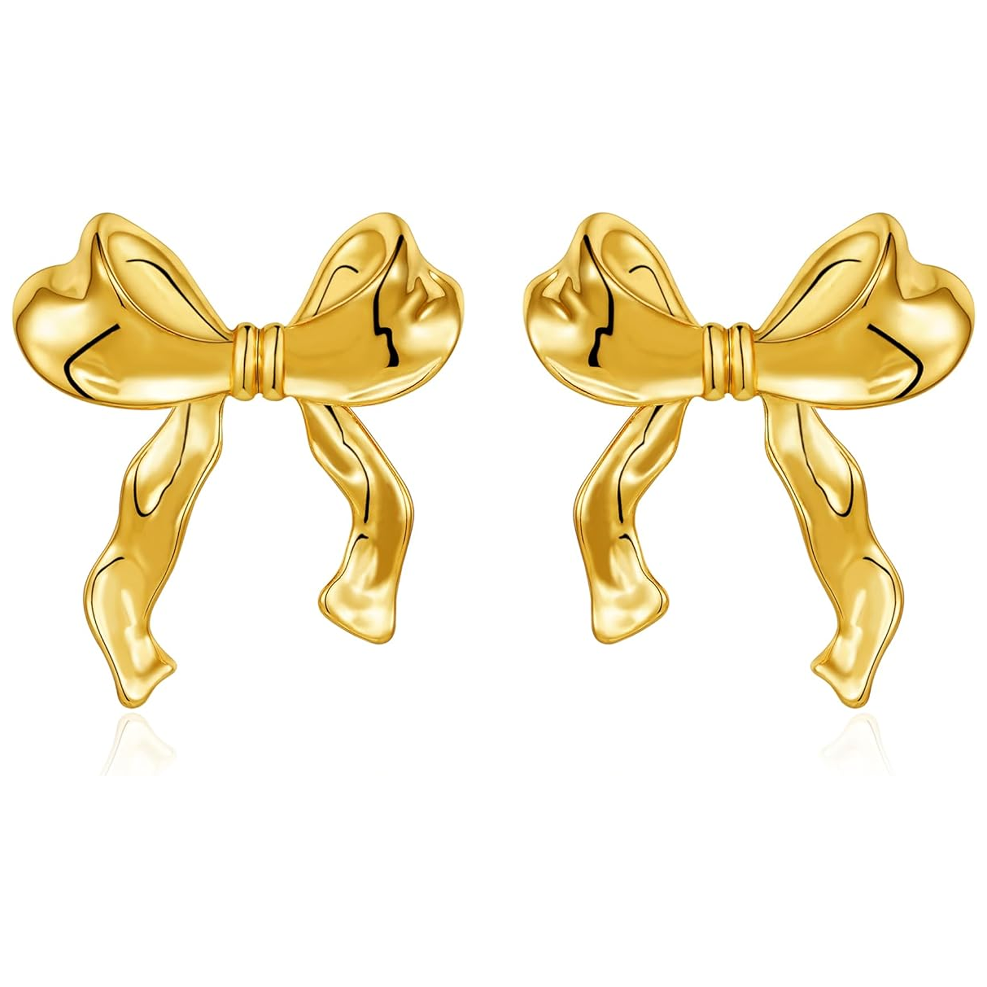 VINCHIC Gold Bow Earrings for Women Statement Bow Stud Earrings Jewelry