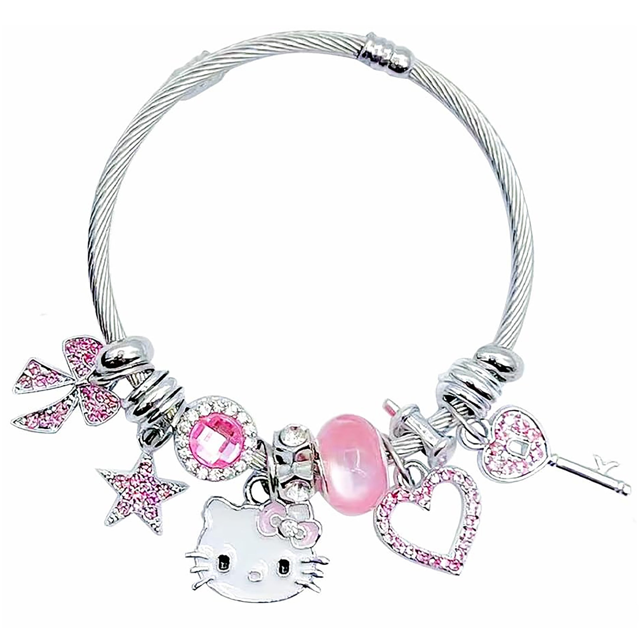 VINCHIC Hello Kitty Bracelet Adjustable Stainless Steel Bracelet Kawaii ...