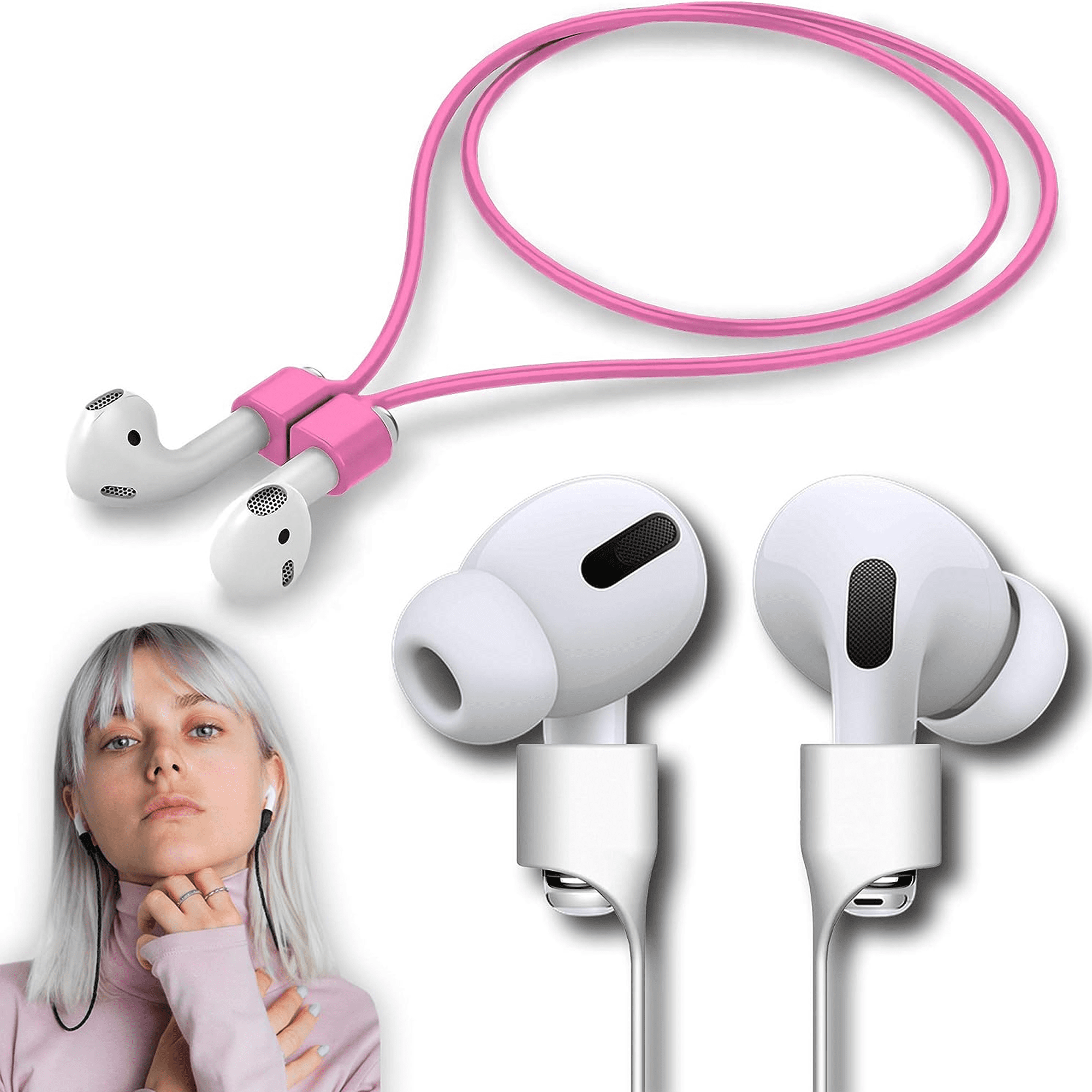 Ultra Strong Magnetic Airpod Pro Strap Anti-Lost Cord Sports Lanyard  Compatible with Airpods 3rd 2nd Generation Pro 3 2 1 (White) 