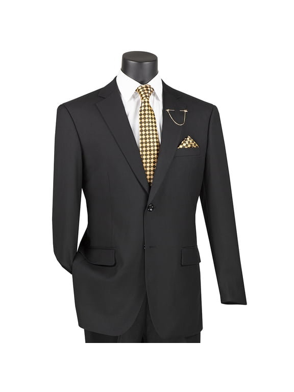 MANZINI FENDI 2-Piece Men's Button Leisure Suit Solid Color Black