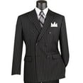 thumbnail image 1 of VINCI Men's Black Pinstripe Double-Breasted 6-Button Classic Fit Suit - NEW - 44L, 1 of 3