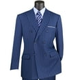 thumbnail image 1 of VINCI Men's Blue Pinstripe Double-Breasted 6-Button Classic Fit Suit - NEW - 50L (Big & Tall), 1 of 3