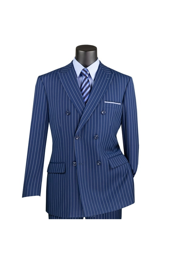 Men's Blue Pinstripe Double-Breasted 6-Button Classic Fit Suit - NEW - 62L (Big & Tall)