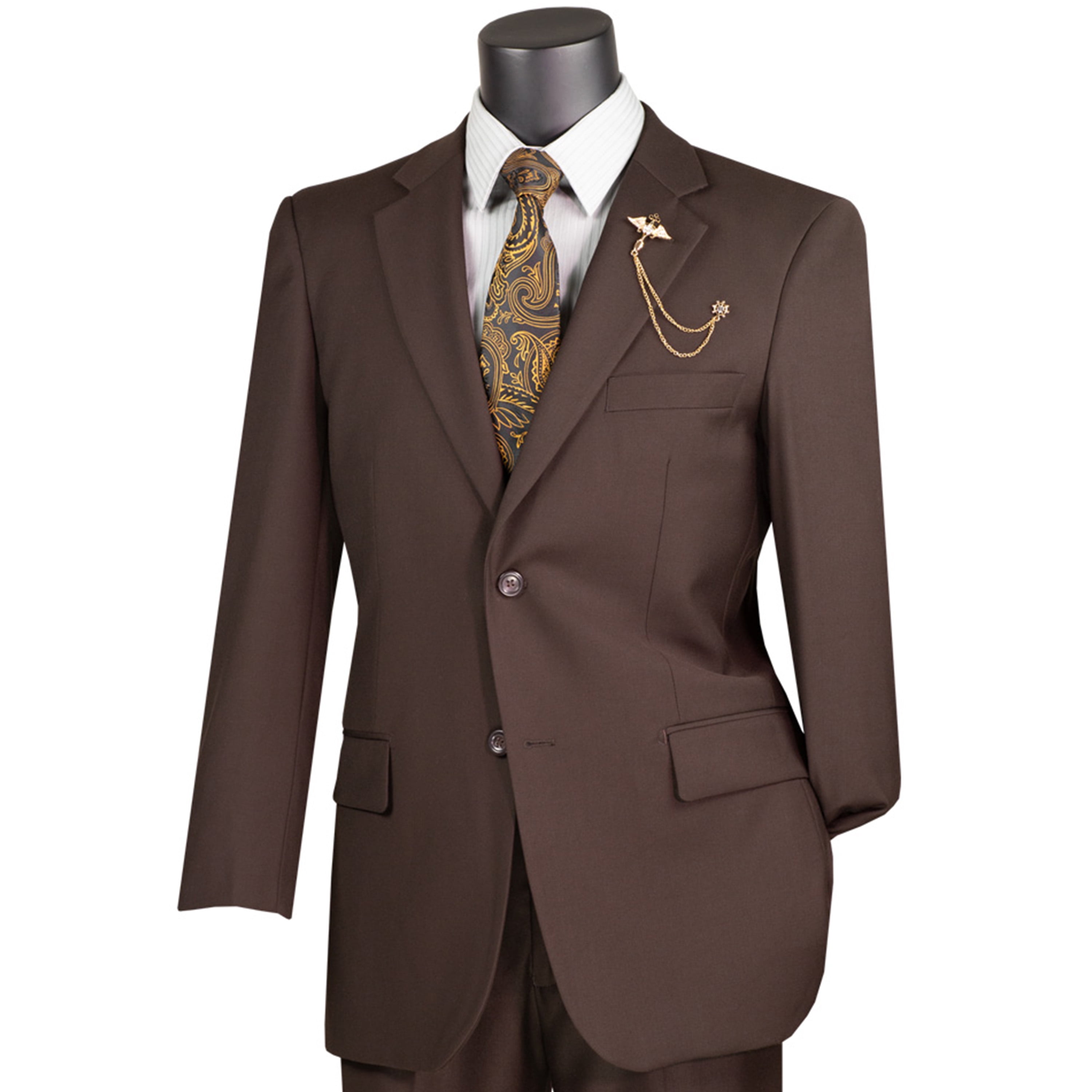 Men's 2 Button Medium Brown Plaid Suit