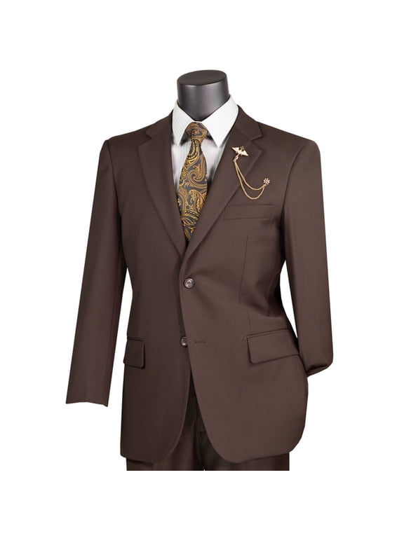 Men's Brown 2-Button Suit w/ Adjustable Waistband, Reg-Fit - NEW