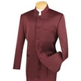 thumbnail image 1 of VINCI Men's Burgundy Banded Collar 5-Button Classic-Fit Tuxedo Suit - NEW, 1 of 2