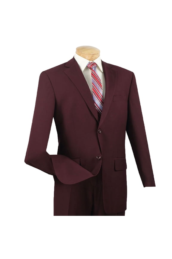 Men's Burgundy Textured 2-Button Classic-Fit Business Suit - NEW - 52XL (Big & Tall)