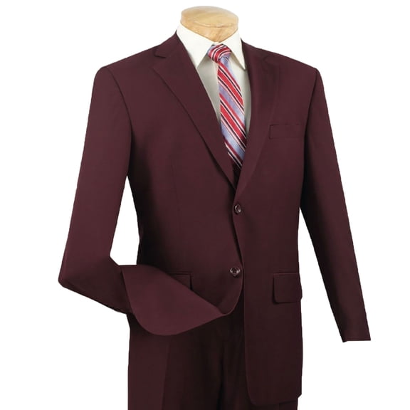 VINCI Men's Burgundy Textured 2-Button Classic-Fit Business Suit - NEW - 52XL (Big & Tall)