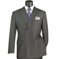 VINCI Men's Charcoal Gray Pinstripe DoubleBreasted 6Button Classic