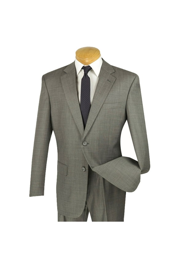 Men's Gray Textured 2-Button Classic-Fit Business Suit - NEW - 40R