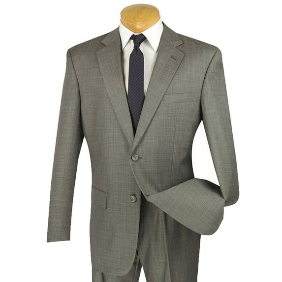 VINCI Men's Gray Textured 2-Button Classic-Fit Business Suit - NEW - 42R