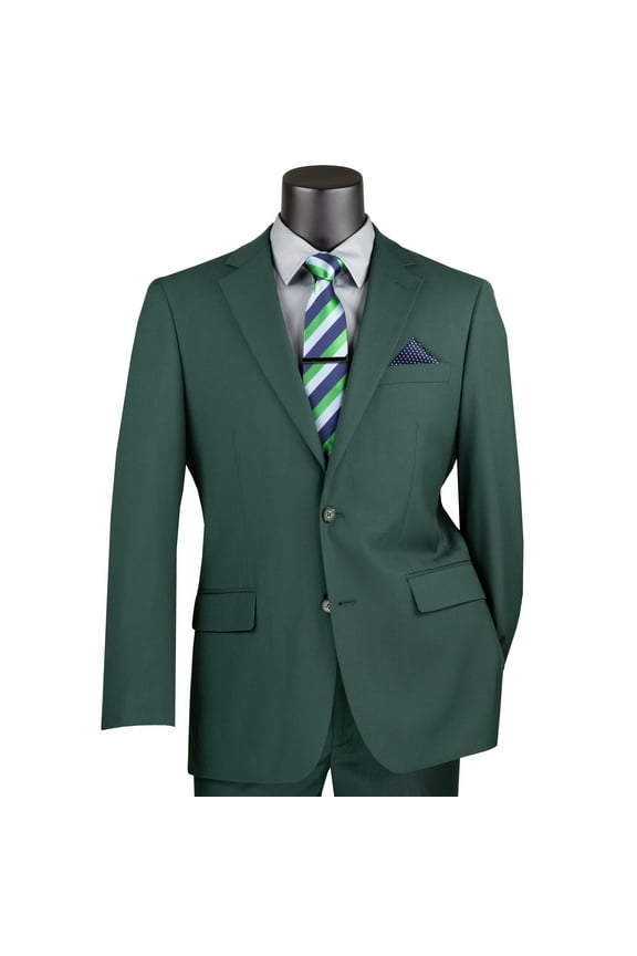 Men's Hunter Green 2-Button Suit w/ Adjustable Waistband, Reg-Fit - NEW
