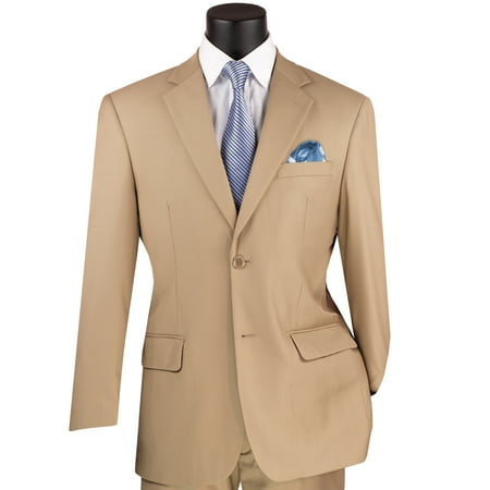 VINCI Men's Light Beige 2-Button Suit w/ Adjustable Waistband, Reg-Fit - NEW
