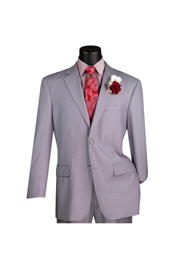 Men's Light Gray 2-Button Suit w/ Adjustable Waistband, Reg-Fit - NEW