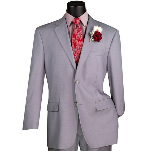 VINCI Men's Light Gray 2-Button Suit w/ Adjustable Waistband, Reg-Fit - NEW
