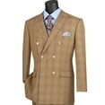 thumbnail image 1 of VINCI Men's Mocha Brown Glen Plaid Double-Breasted Classic-Fit Suit - NEW - 48R, 1 of 3
