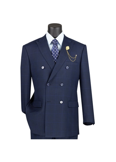 Mens Ultra Slim Fit Vested Textured Suit in Blue by Vinci main image 0