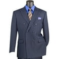 thumbnail image 1 of VINCI Men's Navy Blue Pinstripe Double-Breasted 6-Button Classic Fit Suit - NEW - 46L, 1 of 3