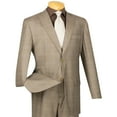 thumbnail image 1 of VINCI Men's Tan Glen Plaid 2-Button Classic-Fit Suit w/ Peak Lapel - NEW, 1 of 2