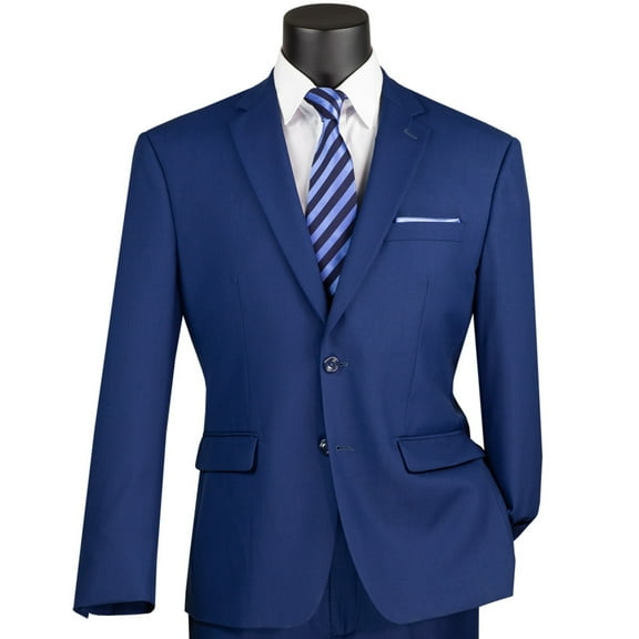 VINCI Men's Twilight Blue 2-Button Suit w/ Adjustable Waistband, Reg-Fit - NEW