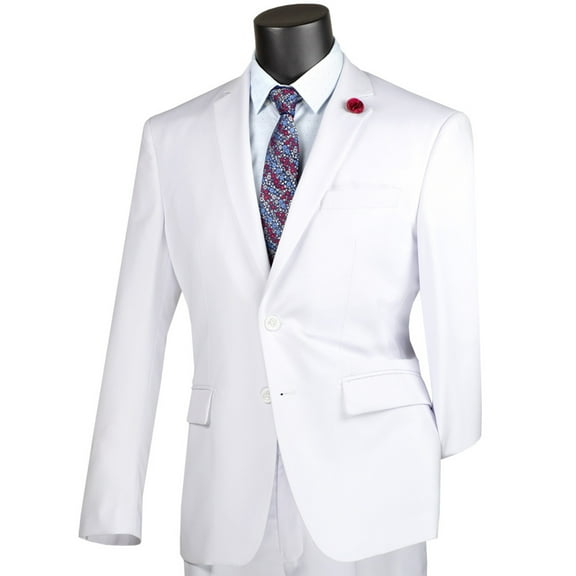 VINCI Men's White 2-Button Suit w/ Adjustable Waistband, Reg-Fit - NEW
