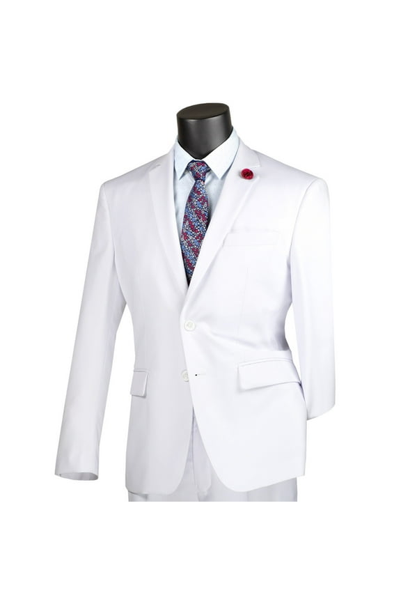 Men's White 2-Button Suit w/ Adjustable Waistband, Reg-Fit - NEW
