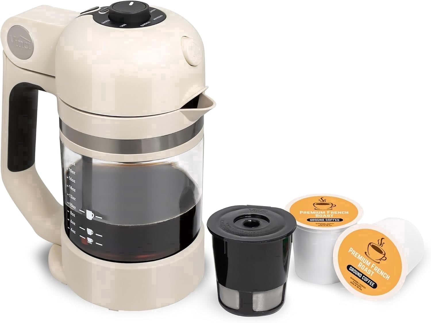 VINCI Micro Café Single-Serve Coffee Brewer | Compatible with Keurig K-Cups, K-Pods | Compact, Portable | Enclosed Brewing for Hotter Coffee | Large Capacity Reusable Filter Cup Included