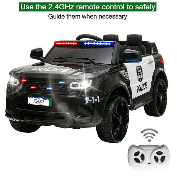 VINCIGO 12V Kids Ride on Toys,Electric Police Car with Remote Control and Microphone,Max Speed 3 mph