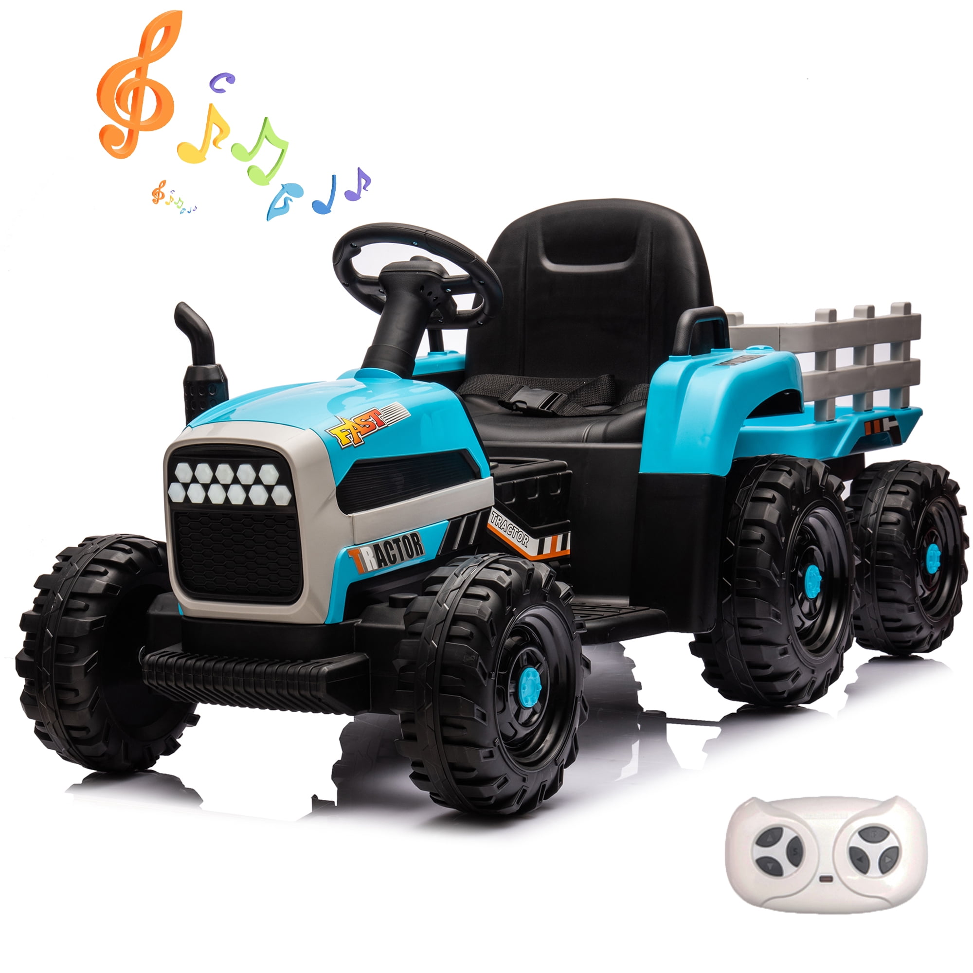 VINCIGO 12V Kids Ride on Tractor with Trailer & Remote Control ...