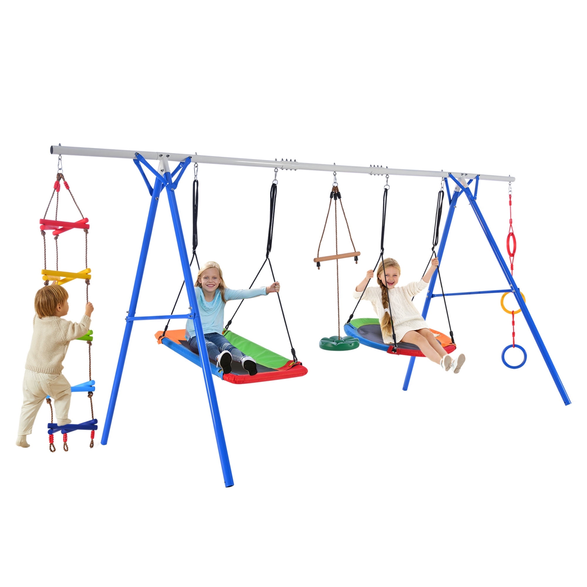 VINCIGO 5 in 1 Kids Metal Swing Sets for Outside,Multifunction