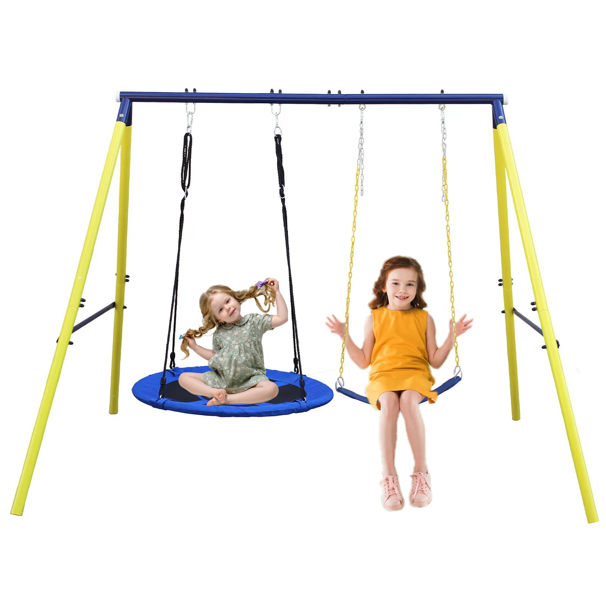 VINCIGO Kids Metal Swing Sets for Outside,Playground Sets for Backyards