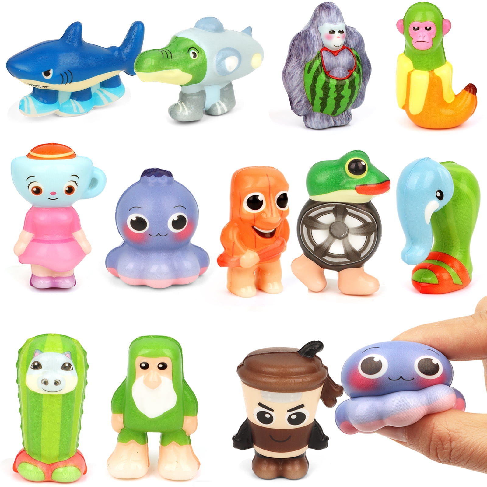 VINCKQK 24 Pack Animal Squishy Fidget Toys, Soft Stress Relief Squeeze Fidget Toys, Party Favors Soft Stress Relief Toys