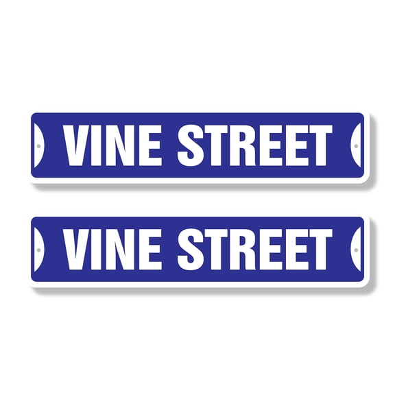 VINE Classic Street Sign (2 Pack) hollywood california london LA Los Road Sign | 4" X 18" Plastic Address Sign