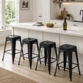 thumbnail image 1 of VINEEGO 24 Inch Metal Bar Stools Set of 4, Stackable Backless Counter Height Stools for Kitchen, Bar, Restaurant, Indoor Dining, Scratch Resistant Steel, Black, 1 of 9