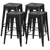 VINEEGO 24 Inches Metal Bar Stools High Backless Stackable Stools Indoor-Outdoor Counter Stools Set of 4 (Black)