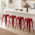 thumbnail image 1 of VINEEGO 24 Inch Metal Bar Stools Set of 4, Stackable Backless Counter Height Stools, Indoor Kitchen Bar Stool with X-Brace Support, Scratch Resistant Steel, Red, 1 of 10