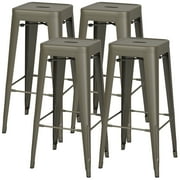 VINEEGO 30 Inches Metal Bar Stools for Counter Height Indoor-Outdoor Modern Stackable Industrial Stools Set of 4 Gun