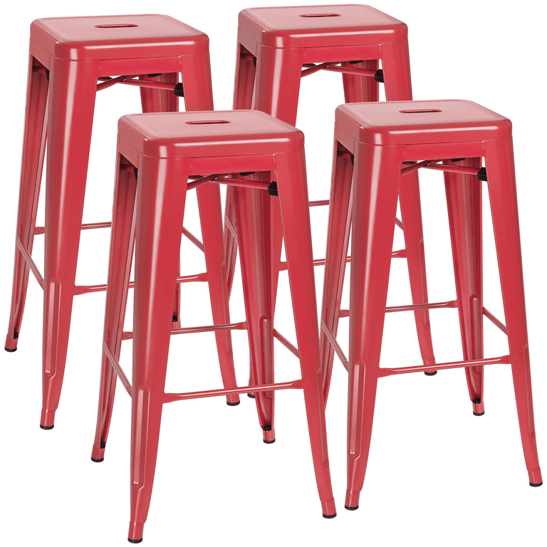 Red metal counter online stools