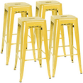 VINEEGO 30 Inches Metal Bar Stools for Counter Height IndoorOutdoor Modern Stackable Industrial