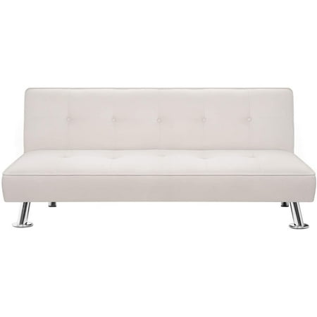 VINEEGO Futon Sofa Bed Modern Design Convertible Folding Linen Lounge Couch Recliner for Living Room, Beige